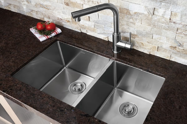 Bosco #208010 Rectangular Undermount Kitchen Two Bowl Sink 304 Stainless Steel