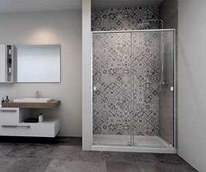 Glax Bypass Sliding Door Clear Glass, Polished Chrome 60